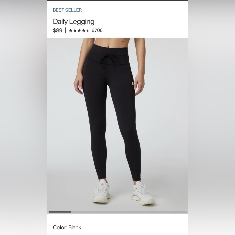 Vuori daily legging size large in black - worn once
